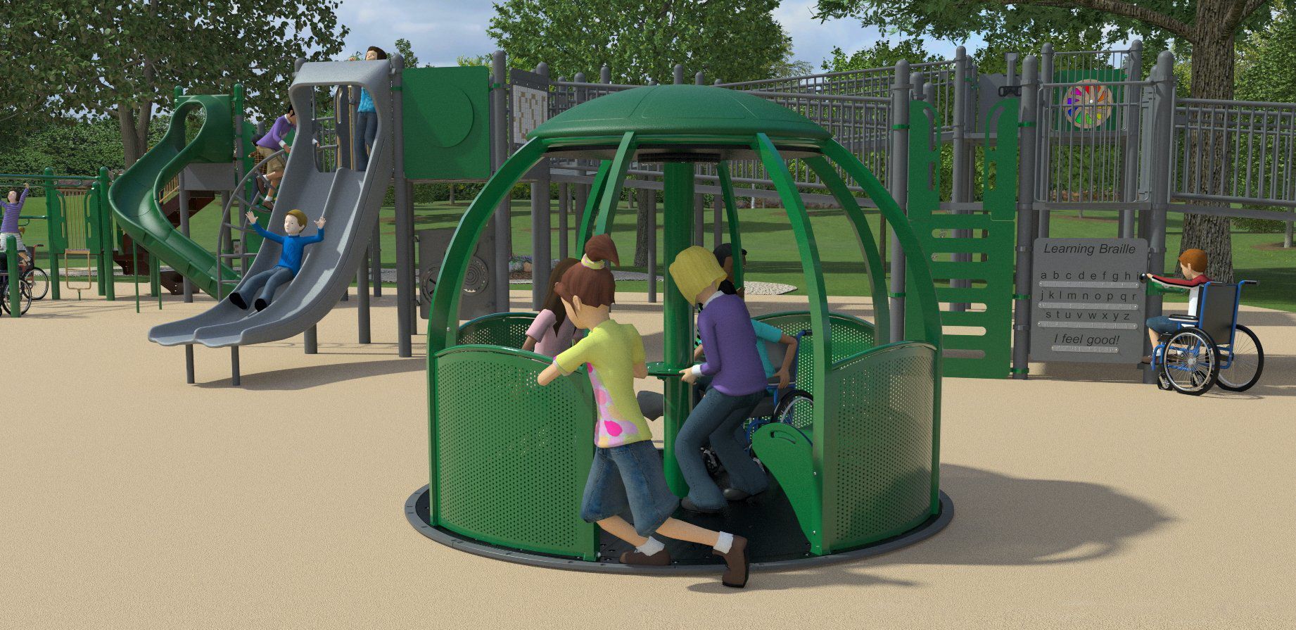 Rendering of equipment at Variety Wonderland Playground